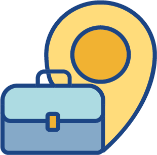 Brief case and map pin icon