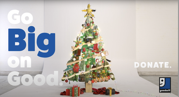 Go Big on Good holiday image with Christmas tree
