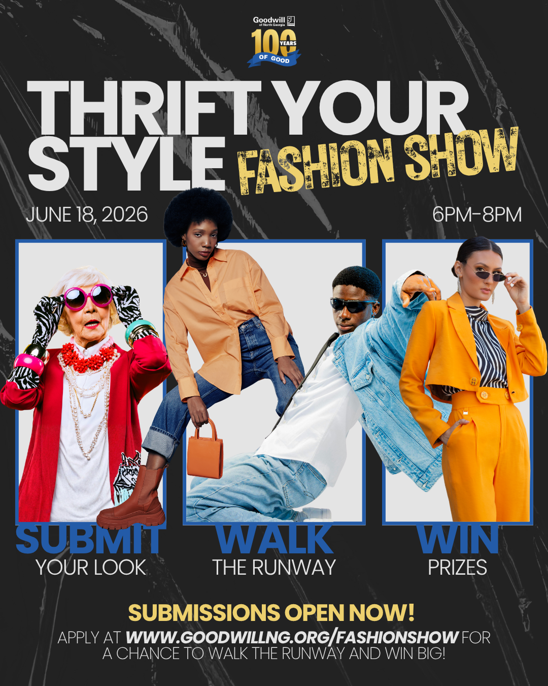 Thrift your style fashion show flyer